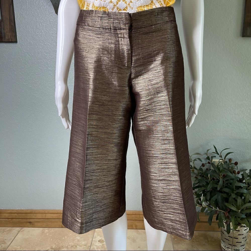 Cache Textured Bronze Capris Gaucho Pants Size 4
